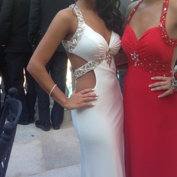 STUNNING White Tony Bowls PROM Dress - Picture 2 of 16